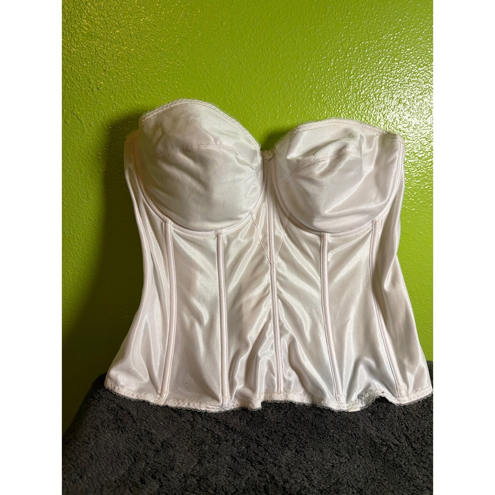 Dominique 8950 Noelle White Satin Longline Bridal Corset Bustier Bra 40DD